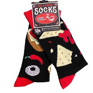 NWT Chips and Salsa Mix and Match Funny Crew Socks Black Mens Womens 12 3